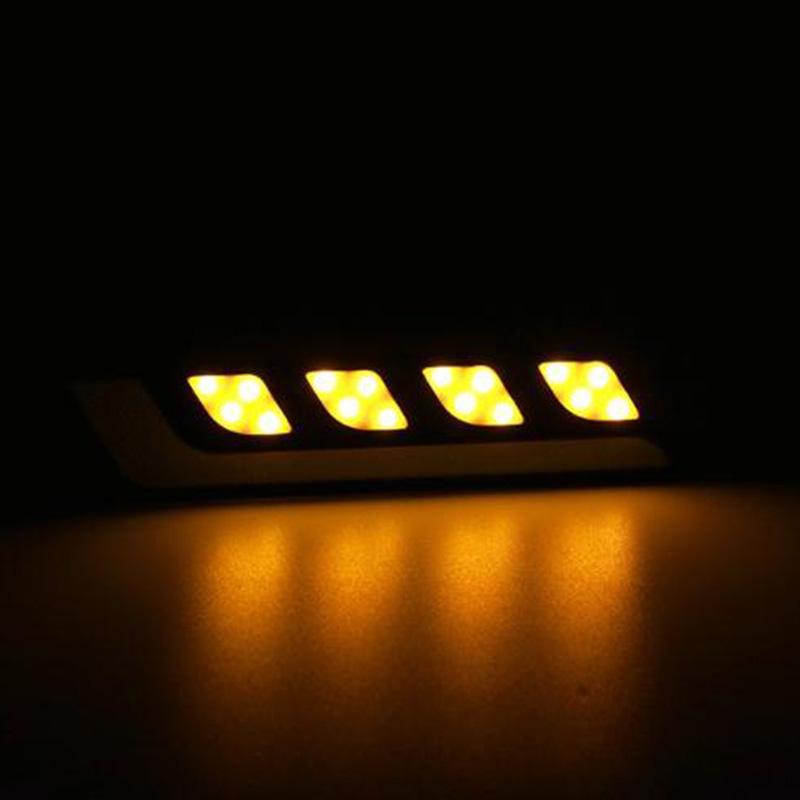 1Pc Led Cob Fog Lamp Car Daytime Running Drl Waterproof With Turn Signal Light
