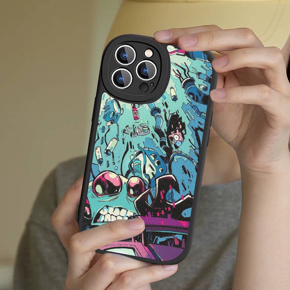 Мультяшный чехол для телефона I-Invader Zim Gir для iPhone 11 12 13 14 15 16 Pro Max Plus Кожаная крышка