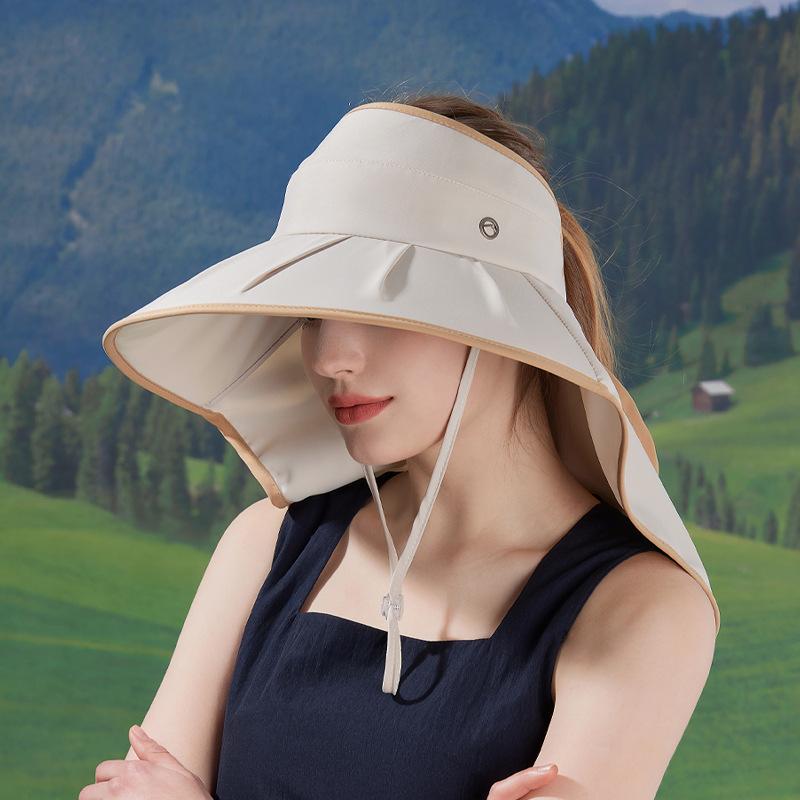 Летняя уличная шляпа от солнца с цветным клеем, с большими полями, шляпа с открытым верхом, для морского отдыха, шаль для защиты шеи от солнца, шляпа-ведро