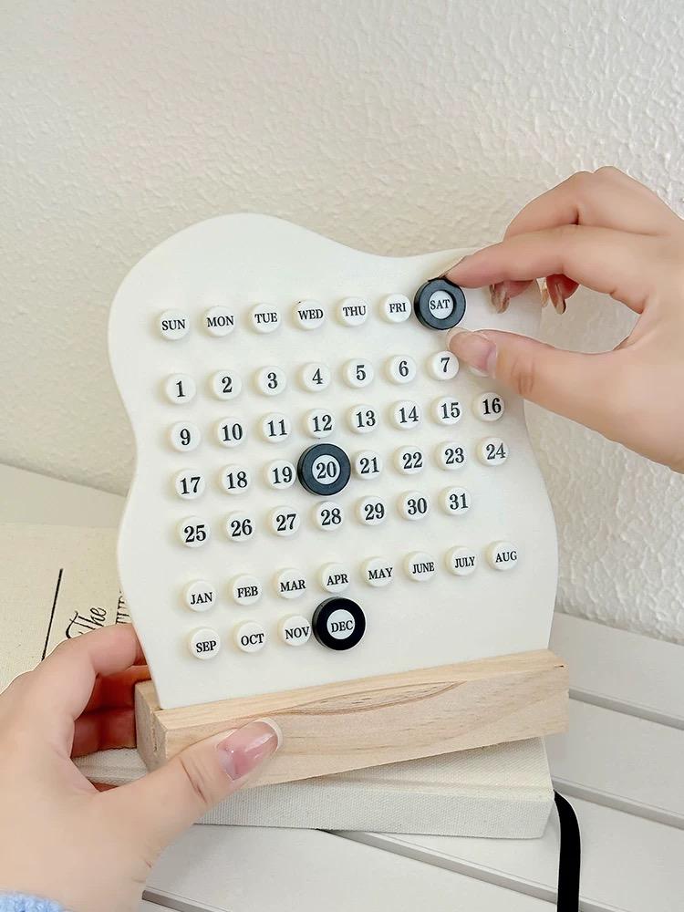 Деревянный DIY Календарь-кольцо "Облако" Милый Настольный Календарь Регулируемый Отображение Недели Месяца Даты Календарь Домашний Офис Настольное Украшение