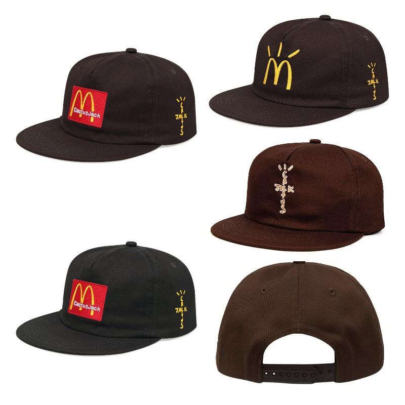 Бейсболка Travis Scott Mcdonald's Collaboration Вышитая, Регулируемая, Хлопок, Широкие поля