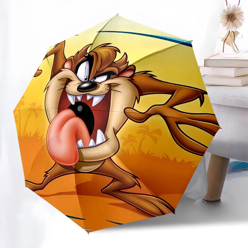 Tazmanian Devil, Cartoon Automatic Opening and Closing, 8 rib Structure Portable Umbrella, Suitable for Men and Women in All Seasons Perfec