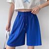 Летние быстросохнущие спортивные женские шорты из ледяного шелка, тонкие, тонкие, свободные, с высокой талией, широкие брюки средней длины, модная женская одежда