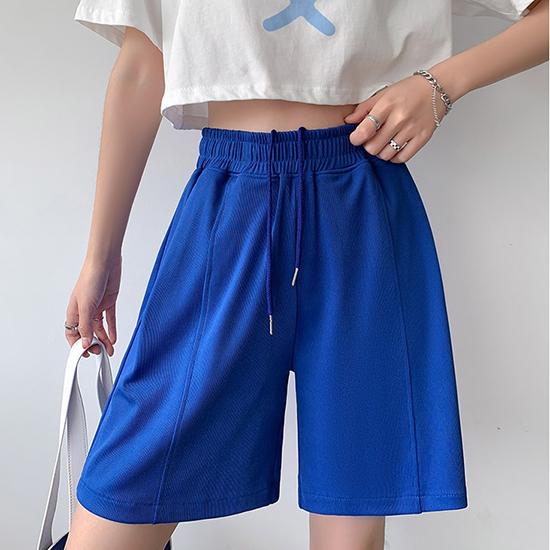 Летние быстросохнущие спортивные женские шорты из ледяного шелка, тонкие, тонкие, свободные, с высокой талией, широкие брюки средней длины, модная женская одежда