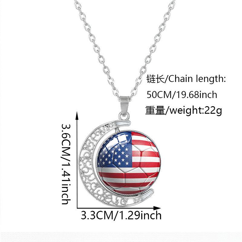 1Pc 2026 World Cup 48 Countries Flag Rotating Moon Necklace, Football Fan Support Pendant