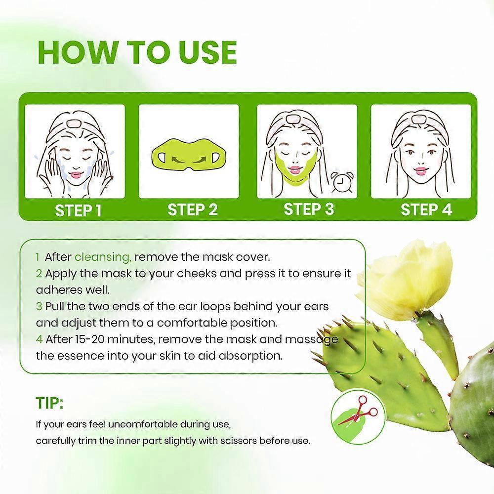 V-Lifting Mewing Band with Cactus Cooling Reduce Puffiness & Pore Tightening for Visible Pore Care Ear-Loop Facial Mask