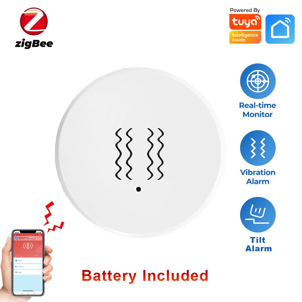 Tuya ZigBee Smart Vibration Tilt Sensor Real Time Monitor Door Window Detection Alarm Home Security Protection for Zigbee2MQTT