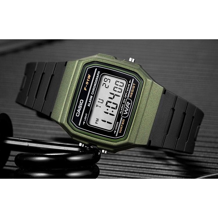 Casio Серия для молодежи Силиконовые Квадратные Классические Ретро Водонепроницаемые Цифровой Дисплей Кварцевые Часы Мужские часы Черные F-91WM-3A