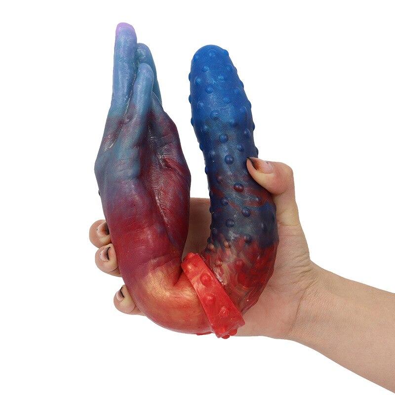 Палец Двойной Фаллоимитатор Анальная пробка Фаллоимитатор Фистинг Устройство Взрослые Секс-Игрушки Реалистичный Пенис Вибрирующий Всасывающий Пенис Привязка БДСМ Раб