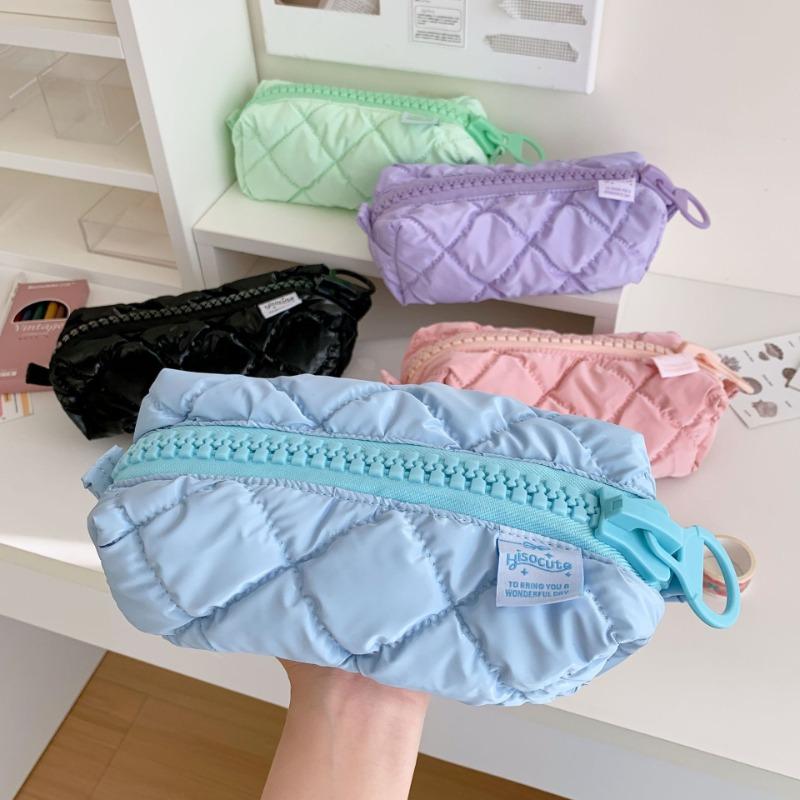 1 Piece Sweet Candy Color Pencil Case for Student Chic Solid Color Kids Pencil Pouch Large Capacity Stationery Storage Bag