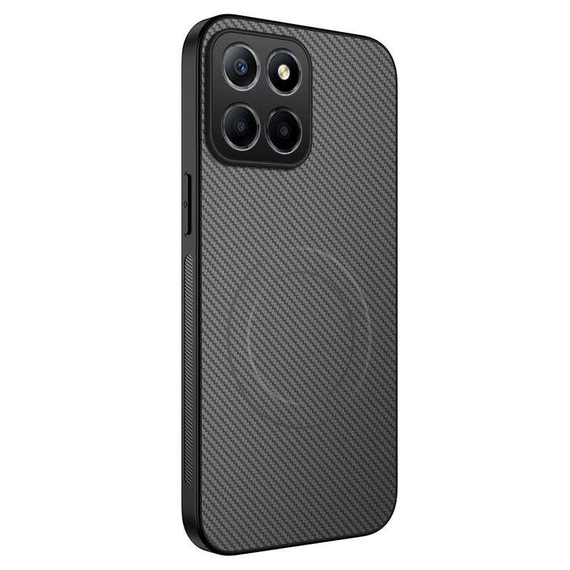 Чехол с текстурой углеродного волокна для Magsafe для Honor X8C X7C Honor 200 Smart Магнитная беспроводная зарядка Ударопрочная матовая силиконовая задняя крышка