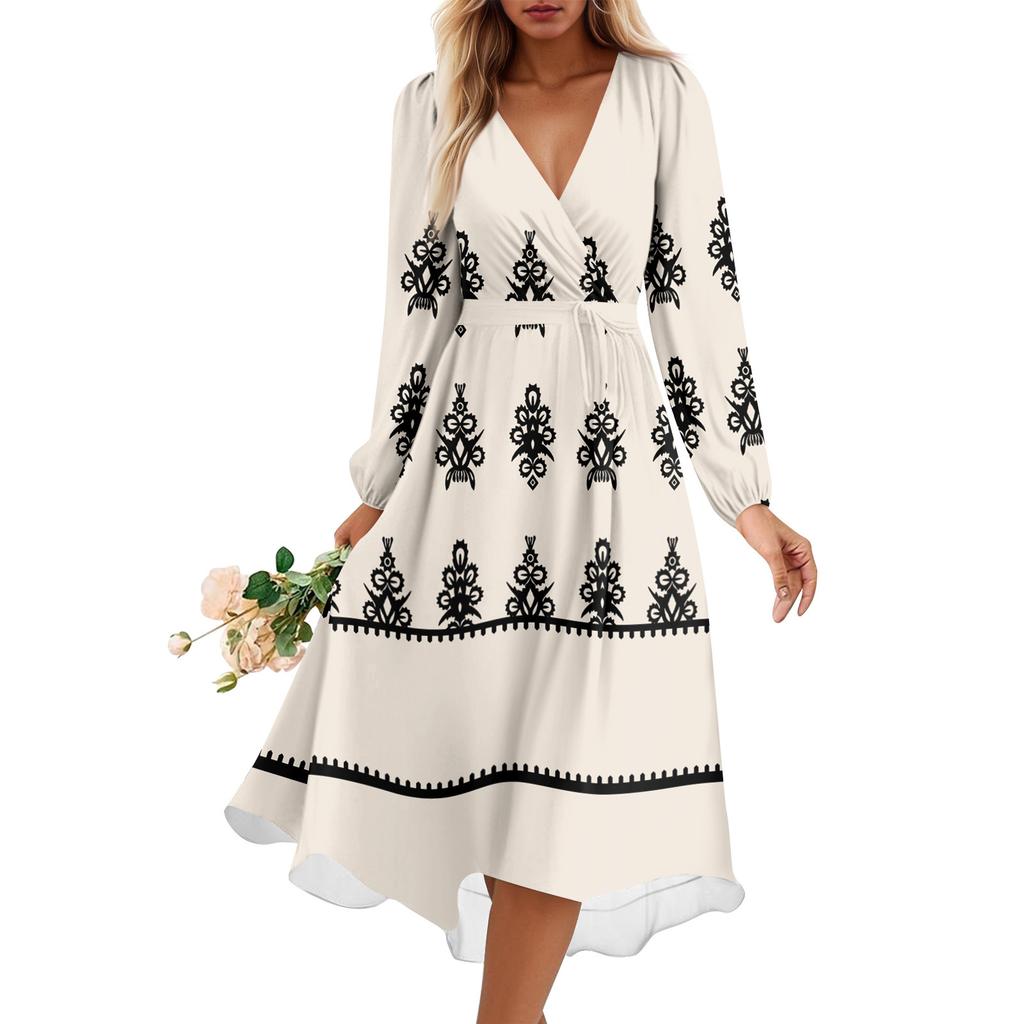 Женское летнее свободное платье с V-образным вырезом, Элегантное платье