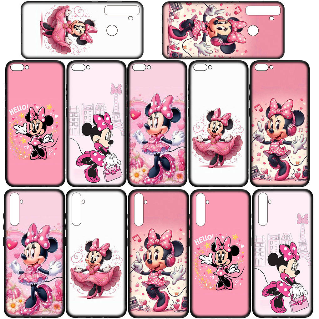 Для iPhone 16 15 Xiaomi Redmi Note 14 13 12 11 Pro Max X 8 9 16e Samsung Galaxy S25 S24 S23 Moto OPPO Huawei аниме Минни Микки розовый чехол для телефона с мышкой