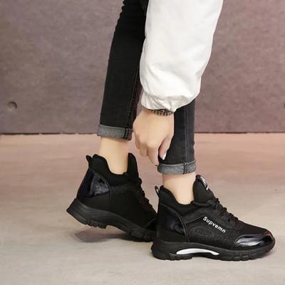 Модные женские короткие кроссовки со шнурками, ботинки на платформе, массивные черные спортивные ботинки на шнуровке для женщин, модная обувь 2024 года