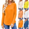 Women's Fashion Solid Color Round Neck Long Sleeve T-shirt Casual Autumn Tops