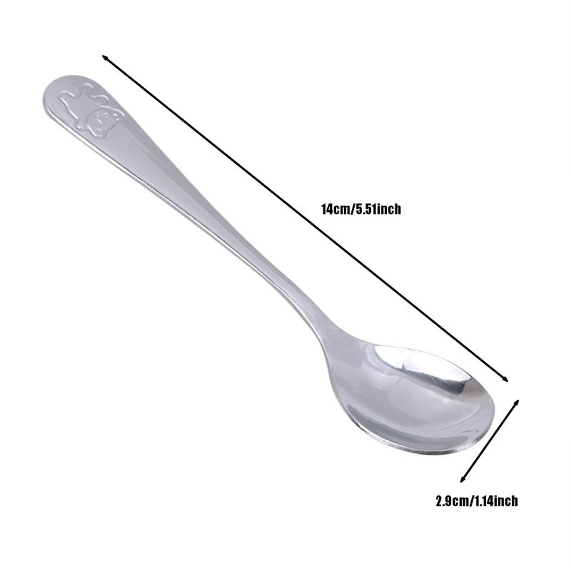 Детская портативная посуда из нержавеющей стали с мультяшным медведем, чайная ложка, прочные столовые приборы, подарок для семьи, для кемпинга, пикника