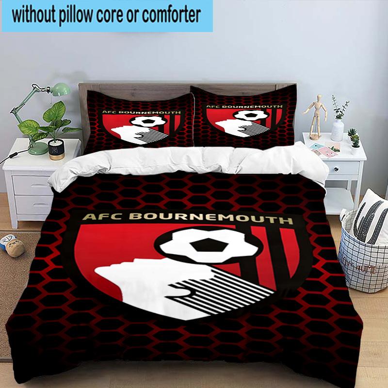 3pcs Afc Crest Bournemouth Printed Bedding Set Duvet Cover Closure Includes 1 Duvet Cover & 2 Pillowcases Bedding Sets Home Decor Gifts