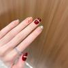 Korean Heiress Claret Red Hand-Painted Press-On Nails
