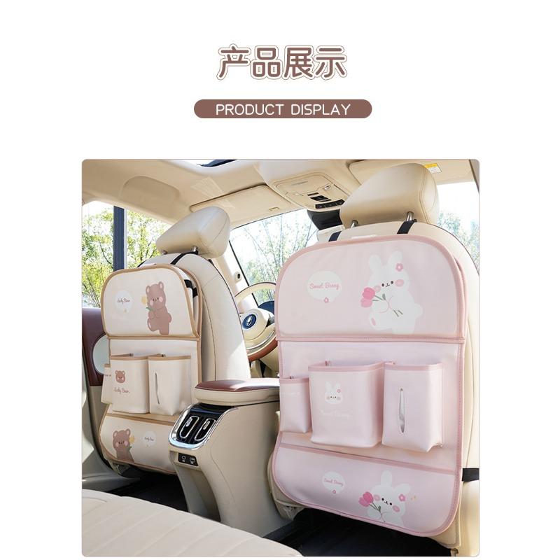 Cute Tulip Bear Rabbit Multi Functional Car Seat Back Hanging Storage Organizer Bag