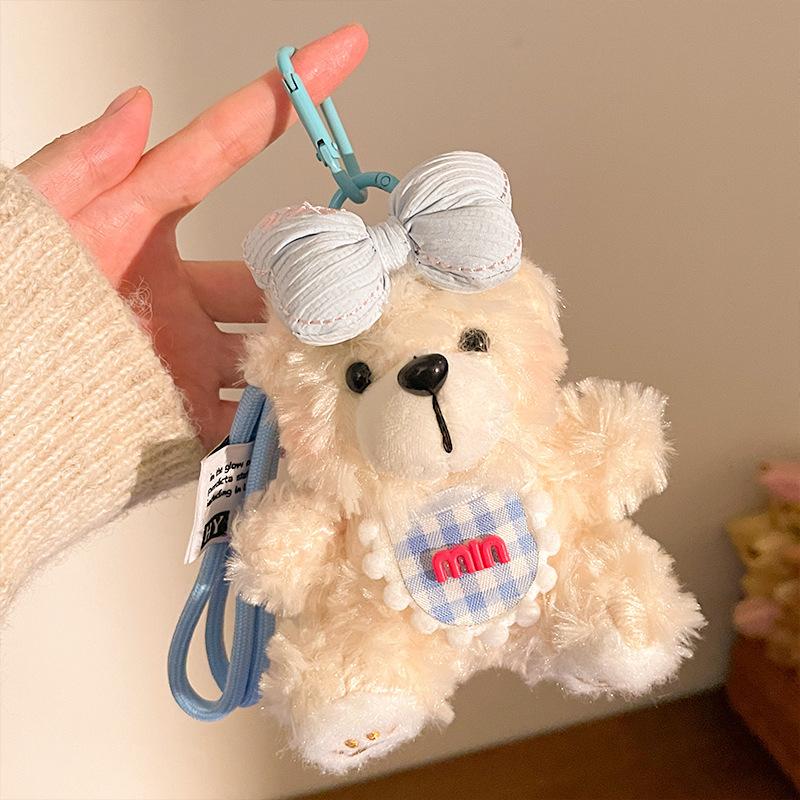 Cute Bear Plush Keychain Flower Scented Biscuit Shape Exquisite Bag Pendant Doll High Aesthetic Value