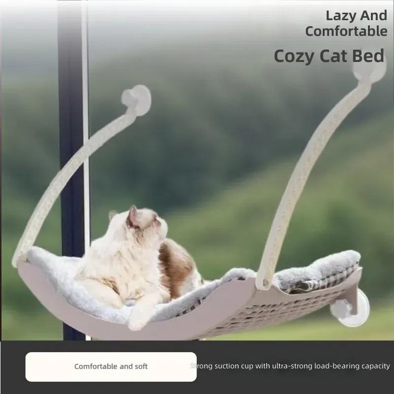 Cat Hammock for Indoor Cats Hanging Window Perch with Suction Cups Soft Plush Nest Swing Toy Scratch Friendly Design
