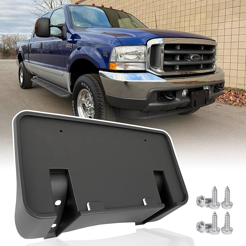 Рамка для переднего номерного знака для Ford F250 F350 F450 F550 Super Duty 2024 2025 2026 Без сверления Держатель переднего бампера для номерного знака Крепежный кронштейн Крышка