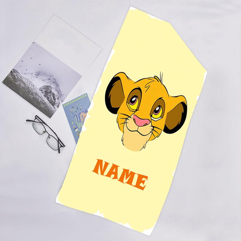 1pc Lion King3 Beach Towel with Custom Name, Beach/Swimming/Bath/Picnic/Camping Towel, Suitable for Seaside Beaches