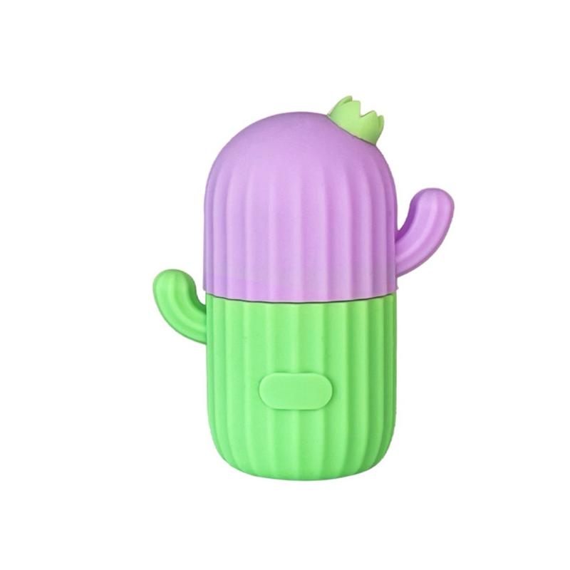Cactus Shape Ice Cube Roller Massager with Silicone Mold for Reducing Eye Puffiness Reusable Facial Spa Accessory