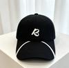 Simple Contrast Color Daily Casual Versatile Women's Four Seasons Curved Eaves Letter Embroidery Lines Piping Face Small Baseball Hat