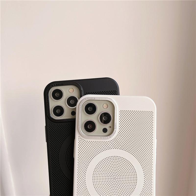 Чехол для iPhone 12 11 Pro Max с магнитной сеткой и большим отверстием для камеры, рассеивающим тепло, нескользящий, с защитой от отпечатков пальцев, на задней панели