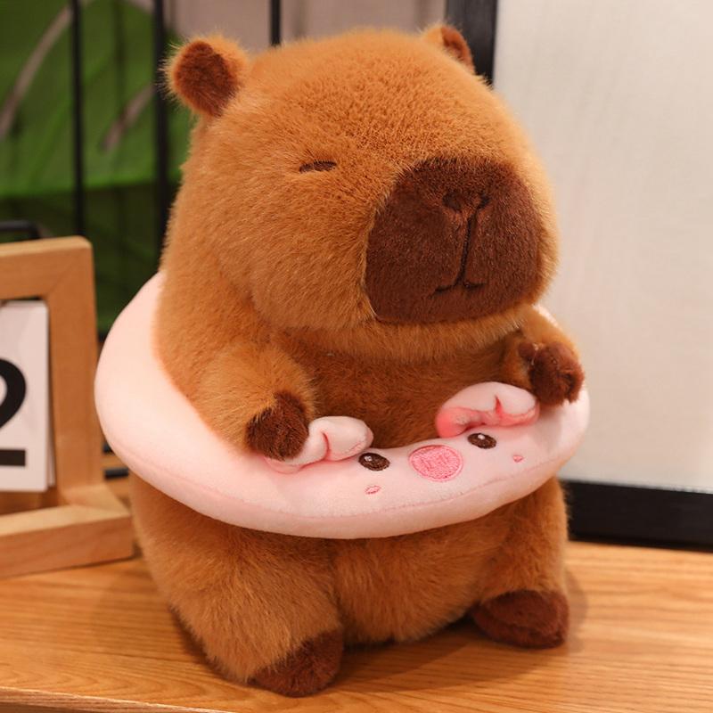 22cm Creative Cosplay Capybara Plush Doll Chick Unicorn Rabbit Animal Swimming Ring Capybara Plush Toy Home Decor Gift For Kids