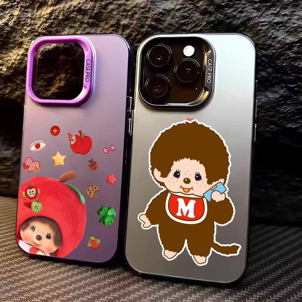 Милый D-Doll M-Monchhichis Чехол для телефона для iPhone17,16,15,14,13,12,11 Plus,Pro Max Цветной Серебряное покрытие Внутренняя крышка