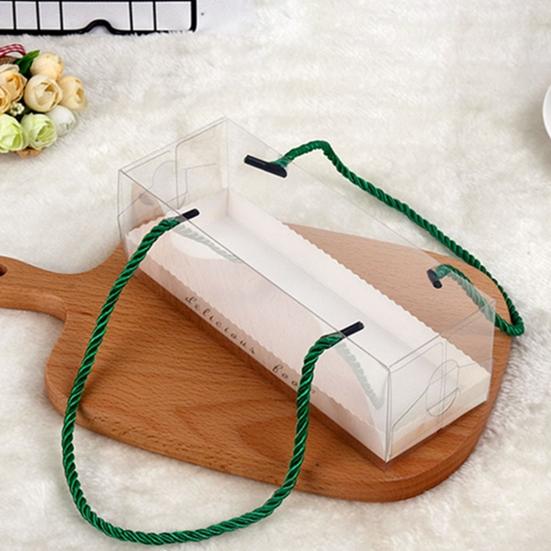 10 шт. с ремешком, прозрачные креативные коробки для упаковки рулетов для здорового торта, контейнеры для тортов
