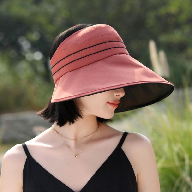 Солнцезащитная шляпа женская летняя виниловая шляпа с большими полями, пустая цилиндрическая шляпа, простая повседневная женская шляпа с защитой от ультрафиолета, закрывающая лицо
