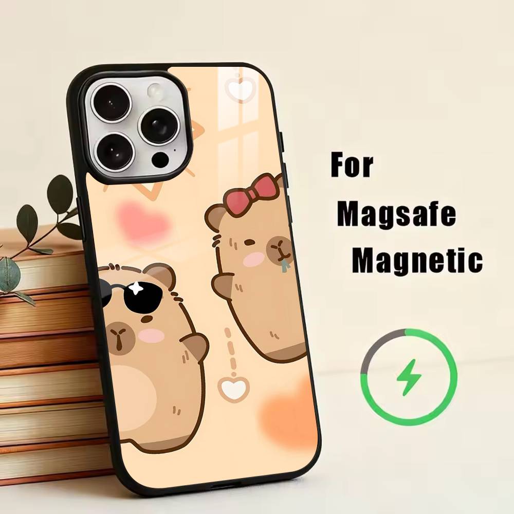 Cute K-Kawaii Capybara   Phone Case For iPhone17,16,15,14,13,12,11 Plus,Pro Magnetic with Magsafe Wireless Charging