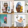 Cartoon Funny Cat Bathing Print Shower Curtain, Waterproof Partition Curtain With Hooks Bathroom Decoration Curtain
