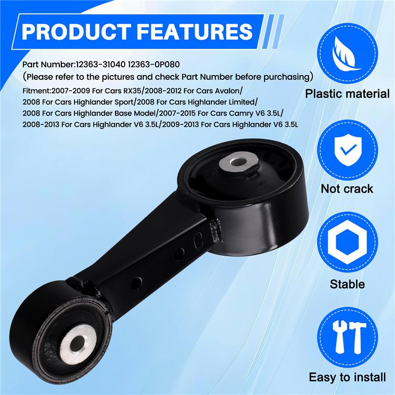 Прочная-12363-31040 Опора двигателя и трансмиссии для автомобиля Toyota Highlander Camry Avalon Lexus RX350 2008-2013 12363-0P080