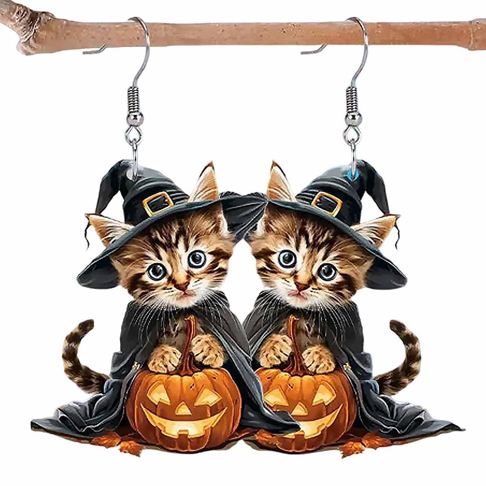 Серьги-подвески с принтом Призрачной невесты в готическом панк-стиле 2D, плоский акриловый дизайн черепа, подходят для повседневной носки и вечеринок, Хэллоуин, День мёртвых