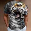 3d Tiger Print Men's T-Shirt Fashion Trend Man Clothing Retro Loose Oversized Short Sleeve T-Shirt for Men Tees