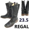 Japan Leather Long Pecos Western Boots Women's 23.5 Black Low heels(USED)