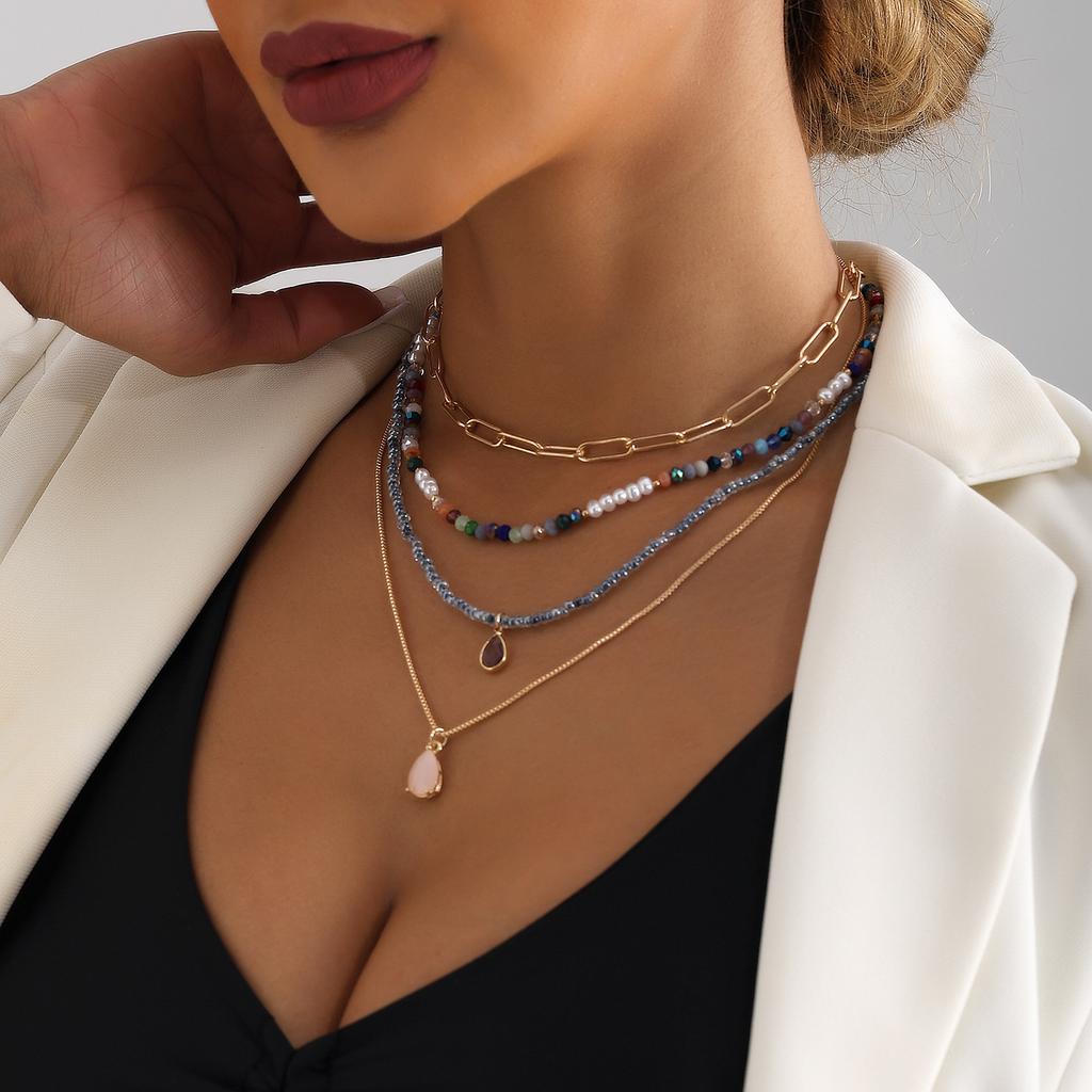 Bohemian Multi-layered Beaded Necklace Colorful Boho Beaded Necklace for Women Ethnic Jewelry Accessories