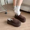2024 Осень и зима Ретро Новые модные женские теплые бархатные однотонные хлопковые тапочки с толстой подошвой и носком