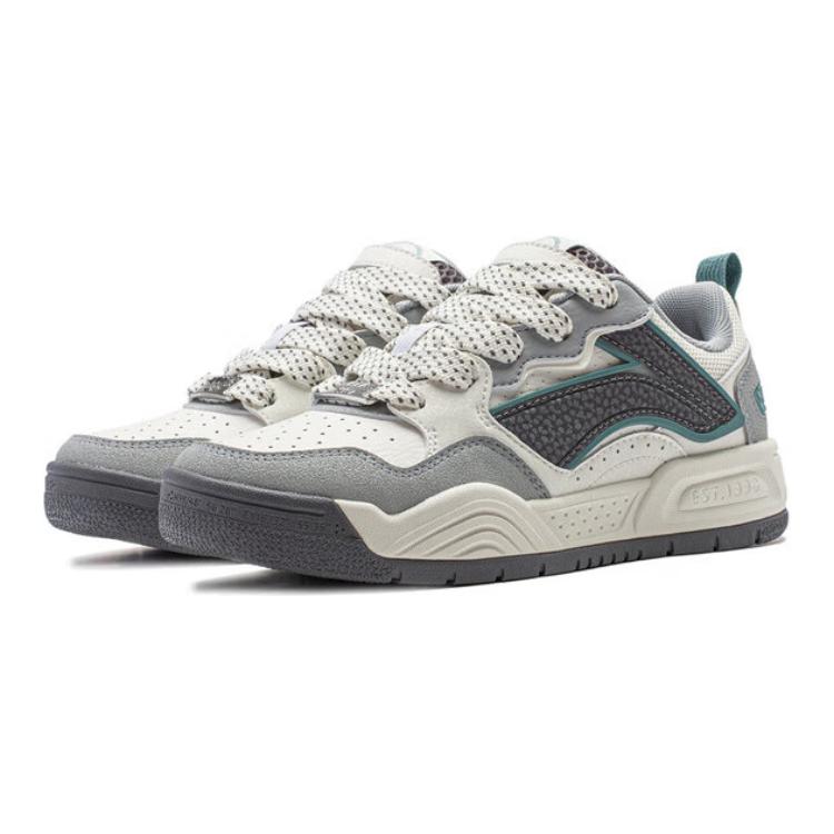 Li Ning Comfortable Versatile Non-Slip Wear-Resistant Low-Top Casual Shoes Kids Sneaker White Gray YKCU012-1