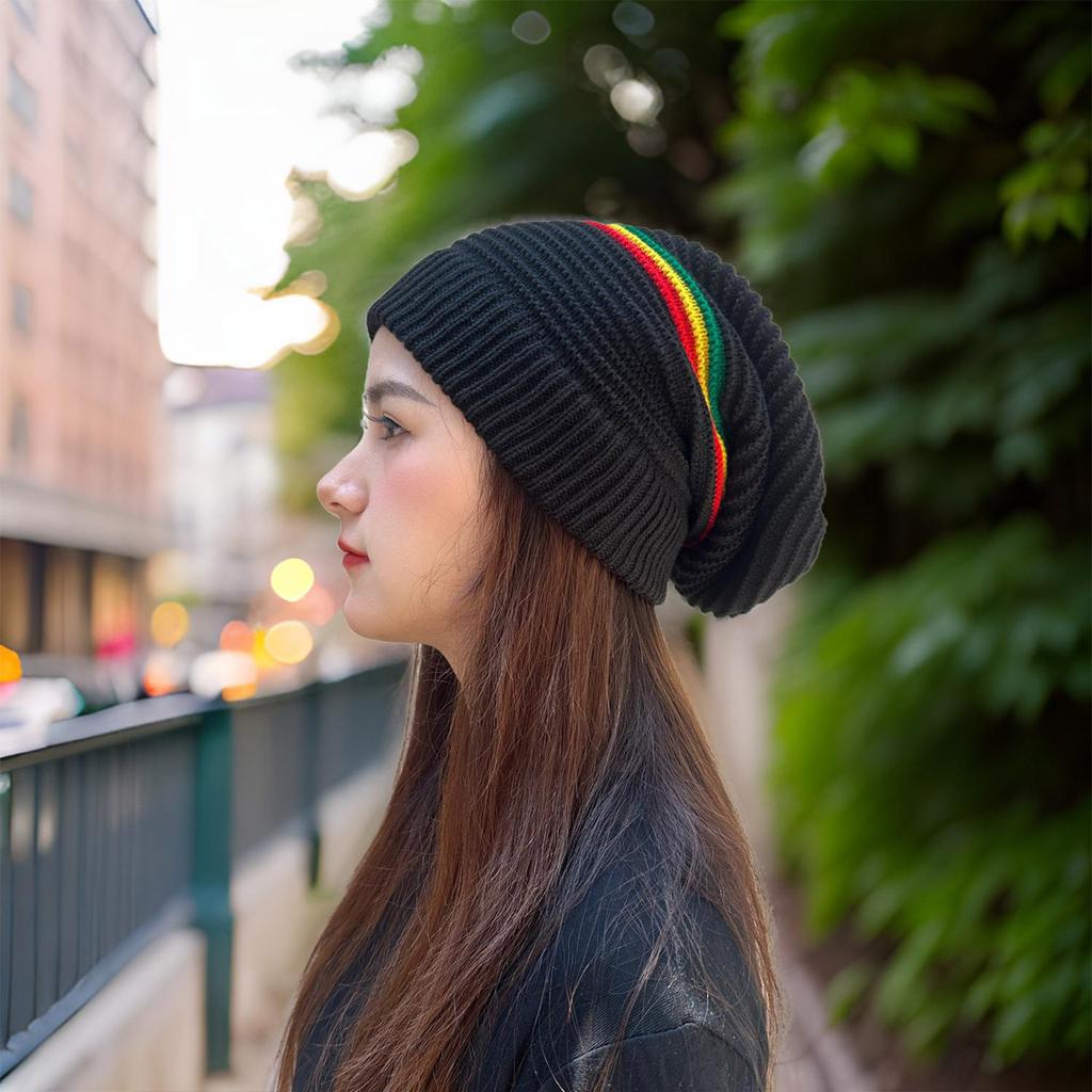 Knitted Beanies Hat Reggae Music Lover for School Teens Hat Multicolored Skull Hat for Reggae Enthusiasts