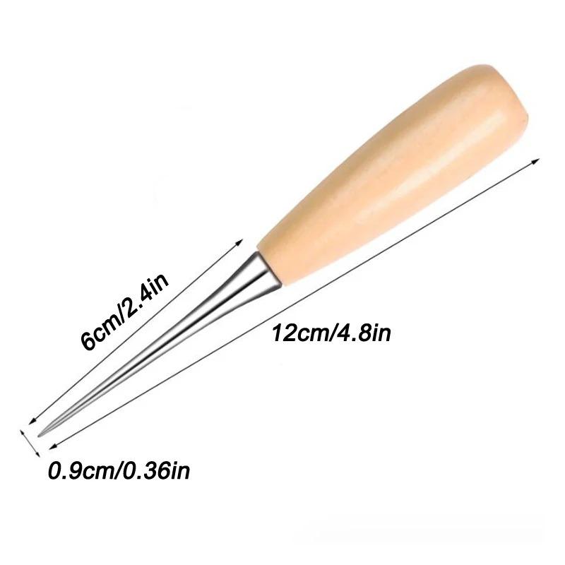 Шило с круглой ручкой из цельного дерева, шило для кожи и текстиля с ножнами, шило для шитья, ручные инструменты для текстиля
