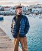 Guernsey Woollens Goose Down Hybrid Hooded Zip-Up Sweater - Grey