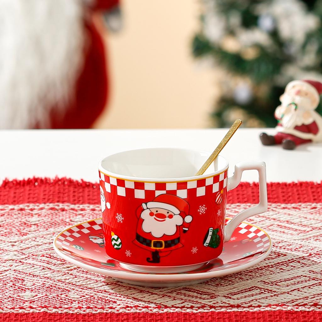 Набор новых рождественских подарочных кофейных чашек с ложками, высококлассные парные чашки для воды, сувенирный подарок, маленькая подарочная чашка для девочек