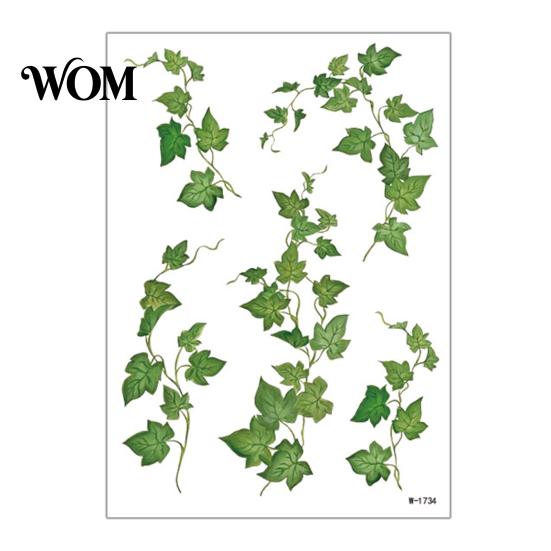 Easy Apply Temporary Tattoos Fake Vine Tattoos, Waterproof Leaf Stickers, Green Plant Ivy Body Art for Women Girls, Boho Festival Decor Party