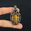 Tiger Eye Pendant, Handmade Gemstone 999 Copper Wire Wrapped Pendant Antique Jewelry, For Gift Silver Jewelry