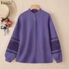 Женская повседневная блузка с воротником-стойкой и длинным рукавом